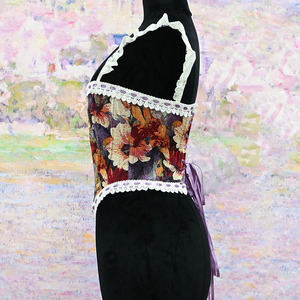 Top Corsé Floral Vintage de Mujer con Encaje Calado y Tirantes, Estilo Cottagecore, Bustier con Varillas, Estética Coquette Prairie, Top Moldeador - Product Image 4