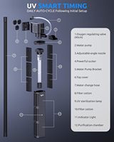 Filtre de bassin à poissons multifonction Seaoura SR-706 avec pompe à eau submersible, contrôle intelligent du minuterie et indicateur externe