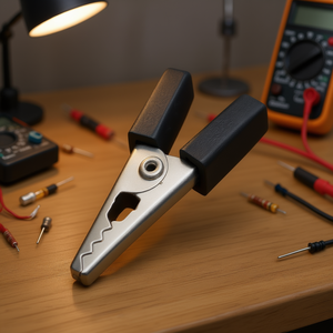 Alligator Clip Black Laboratory <b>Clamp</b> With Metal Jaw And Rubber Handle For Electrical Testing And Wiring Tasks - Product Image 3