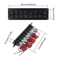 Panneau de commutation de bateau étanche à 8 gangues avec double prise USB 12v 24v et LED combinée