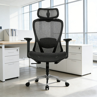 Chaise de bureau ergonomique contemporaine à dossier haut, élégante, en maille, réglable, avec accoudoirs 3D en PU, pour le bureau à domicile
