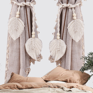 Accessori per finestra posteriore con cravatta a tenda in macramè foglie nordiche per la casa porta-tenda decorativa per camera da letto - Product Image 4