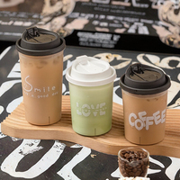 Gobelet en plastique PP givré jetable avec couvercles réutilisables de 90 mm de diamètre, impression par transfert thermique, logo personnalisé, pour vin, bubble tea, thé glacé, jus