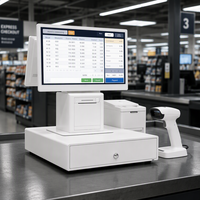 Système de point de vente tout-en-un à double écran personnalisé, caisse enregistreuse complète avec imprimante, tiroir-caisse et lecteur de codes-barres pour magasin de détail