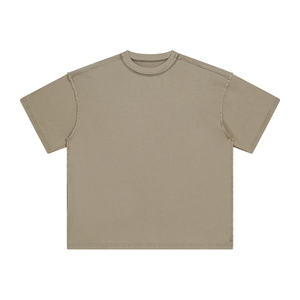 T-shirt vintage délavé 250G, coupe ajustée, logo personnalisé, fournisseur de t-shirts en pur coton, manches courtes d'été, t-shirt gaufré - Product Image 3