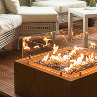 Cheminée verticale moderne en acier Corten, options bois de chauffage et gaz - Table de foyer extérieur portable, revêtement poudré, certifiée CE