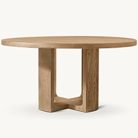 Tables de salle à manger vintage de style français personnalisées Rhoohill, style américain, en olivier recyclé, table ronde en bois massif moderne