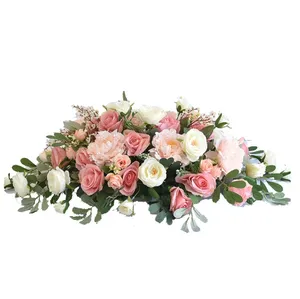 बिजनेस कॉन्फ्रेंस के लिए कृत्रिम लेआउट फूल, लंबी टेबल तैयार फूल, टीवी कैबिनेट, चाय टेबल सजावट, फूलों की व्यवस्था