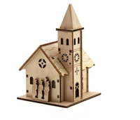 Lumière LED église Village noël Mini ornement de maison en bois lumineux conception d'église pour la décoration de maison Village ferme