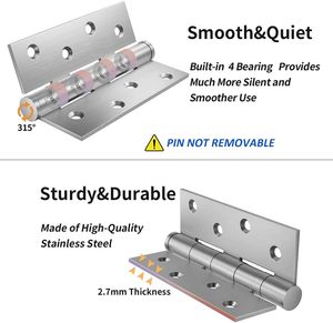 Nhà sản xuất chuyên nghiệp 4 "x3" x3 thép không gỉ 304 bóng mang nhiệm vụ nặng nề cửa sổ cửa bản lề cửa sổ Tủ bản lề - Product Image 5