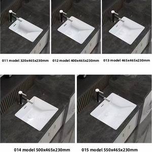 Plan de lavage en céramique encastré moderne et minimaliste pour salle de bain avec vasque intégrée et lavabo - Product Image 3