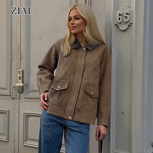 Atacado Vintage lapela camurça jaqueta Eco-Friendly cintura Cinching lisonjeiro queda Novo - Product Image 1