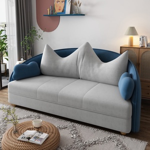 Hồng Gấp Sofa Cum Giường Với Giá Vòng Cong Linen Futon Trẻ Em Phòng Sofa Giường Đồ Nội Thất Chuyển Đổi Hiện Đại Gấp Ngủ Sofa - Product Image 5