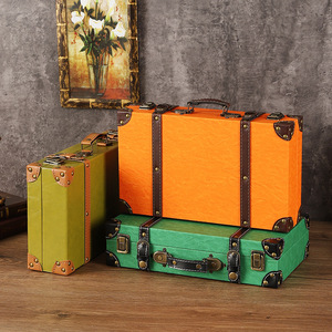 Boîte de rangement vintage en cuir et bois, couleur unie, couvercle coulissant, organisateur de bijoux, accessoire de décoration intérieure - Product Image 1