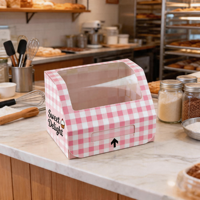Conception Personnalisée de Boîte à Gâteau Pliable avec Impression de Qualité Alimentaire Eco Friend avec Logo Alimentaire Biscuit Pain Pâtisserie Donut Macaron Boîte d'Emballage en Papier
