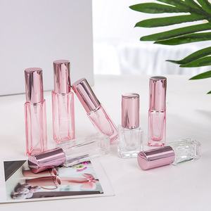 Wholesale 5ml 10ml Flat Rose Gold Color Pump Sprayer <b>Glass</b> Perfume Bottle with Reed Diffuser - Product Image 2
