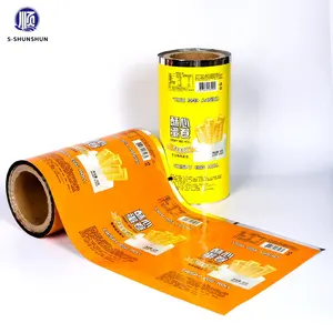 मुद्रित रोल स्टॉक कस्टम खाद्य ग्रेड टुकड़े टुकड़े में पाउच प्लास्टिक खाद्य पैकेजिंग रोल फिल्म के लिए कुकी नाश्ता पैकेजिंग