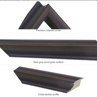 Moulure de cadre photo en bois massif 33x50mm gris foncé, profil lisse, pour peinture à l'huile et décoration murale