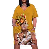Robe d'Été Personnalisée pour Femmes Africaines, Robe de Plage Ample avec Motif Imprimé Numérique, Robe T-Shirt Décontractée Taille Naturelle