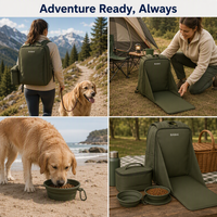 Sac de transport pour animaux de compagnie, sac à dos 2 en 1 pliable, ensemble de voyage avec sac isotherme pour nourriture pour chats et chiens