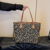 Bolso Tote de Paja a Rayas de Moda para Mujer, Gran Capacidad, Bolso de Playa de Verano, Bolso de Hombro Tejido con Asas de Cuero