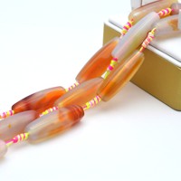 Lâche naturel 15*30mm bâton rond rougeole rayé à facettes rouge Agate Onyx pierre perles Bracelet perle pour la fabrication de bijoux