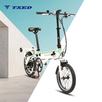 Vélo électrique pliable TXED de haute qualité, 16 pouces, 3 plis, en alliage, 36V/250W, batterie cachée, portable, facile à transporter, cyclomoteur électrique pliable
