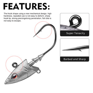 Wildtrek 26g/39g/52g Ami <span class=keywords><strong>da</strong></span> <span class=keywords><strong>Pesca</strong></span> a Testa di Pesce in Metallo con Occhi 3D per Esche Dure in Acqua Dolce e Salata, <span class=keywords><strong>Spigola</strong></span> e Luccio - Product Image 2