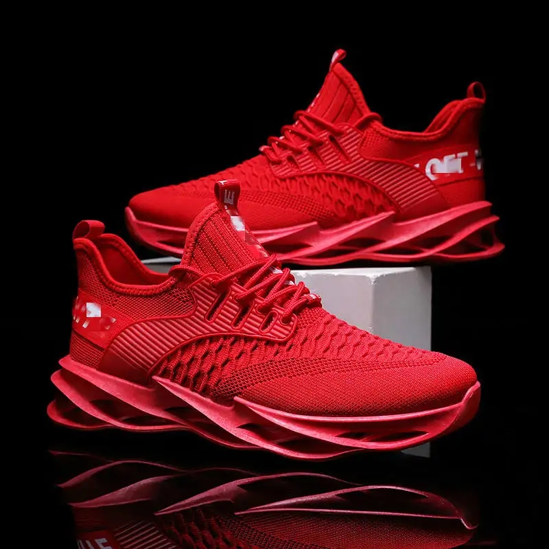 2023 latest men's sneaker design red breathable lace up sports casual shoes for men