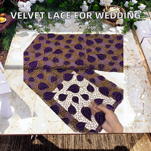 Newest Eco-Friendly Floral <strong>Velvet</strong> <strong>Lace</strong> Fabric African Wedding 100% Polyester Tulle <strong>Lace</strong> - Product Image 2