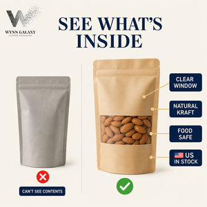 Bolsa de Papel Kraft Pequeña al por Mayor con Ventana y Cierre Zip, 15*22*4cm (6*8.7*1.6in), Reutilizable para Té, Café, Frutos Secos, Snacks y Alimentos, Personalizable - Product Image 2