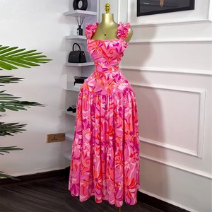 ชุดเซ็ต 2 ชิ้น เสื้อกั๊กสั้นพิมพ์ลายใหม่สำหรับผู้หญิง กระโปรงทรงเอวสูงพลิ้วไหว แฟชั่นลำลอง - Product Image 6