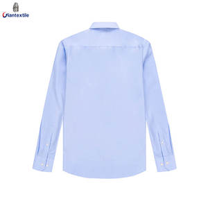 RTS 100% coton chemise formelle d'affaires en sergé bleu clair solide pour hommes chemise habillée anti-rides sans repassage pour hommes - Product Image 3