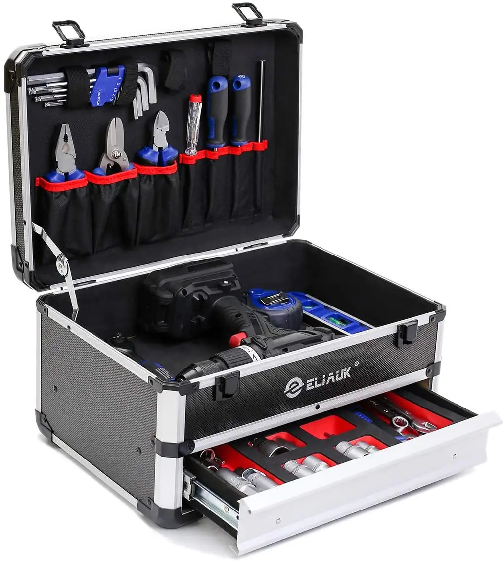 Portable Aluminum Tool box with Drawer Storage Carrying Toolbox