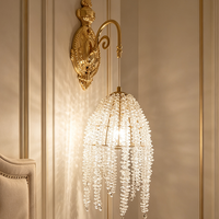 Applique murale de luxe en cristal K9 avec pampilles dorées, lampe murale LED moderne, luminaire de haute qualité pour villa, chambre et salon