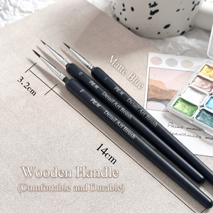 Kit de pinceaux à aquarelle pour nail art avec manche en bois, 3 tailles, pointus, pour détails, liner, dessin fin, coloration, estompage, outil de manucure et de peinture - Product Image 5