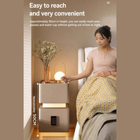 Table de chevet intelligente avec lumière à capteur, minimaliste, écologique, durable, 2 tiroirs de rangement, meuble de nuit, charge sans fil