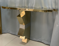 Table console de style italien de luxe, meuble en acier inoxydable, offre spéciale