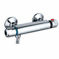 Robinet de douche thermostatique mural double en laiton MK314, finition chrome poli, mitigeur de salle de bain à température constante