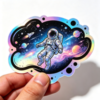Etiqueta Adhesiva de Vinilo Holográfica Personalizada, Cortada con Láser, con Diseño de Dibujos Animados, Logotipo de Marca, Resistente al Agua, para Embalaje de Regalos