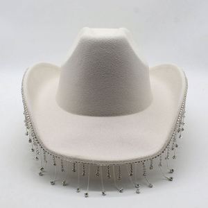 Festival Bling Rhinestone Fedora Hats Men Polyester Cotton Felt Cowboy Hats Wholesale - Product Image 3