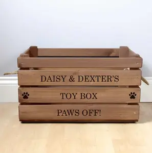 Caixa de brinquedo personalizada de madeira para cachorros