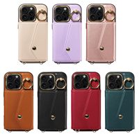Étui de téléphone portable à bandoulière accordéon pour iPhone 16 Pro, portefeuille 7 cartes, blocage RFID, support anneau antichoc, protection 360°