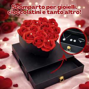 Heart-Shaped <b>Gift</b> <b>Box</b> With 14 Artificial Red Roses Jewelry Drawer 27x27x24.5 Cm Valentine's Day <b>Gift</b> - Product Image 3
