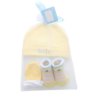 도매 3 개 아기 용품 세트 코튼 니트 아기 모자 + 양말 + 스크래치 장갑 쌍 - Product Image 6