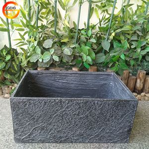 Terse Gartendekoration Rechteckiger Blumentopf aus Verbundwerkstoff und Faserton - Product Image 5
