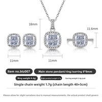 Set Perhiasan Zirkon Fireworks Cut Copper Princess Square Berlapis Emas - Cincin, Anting, Kalung, Liontin (Laris Terjual)