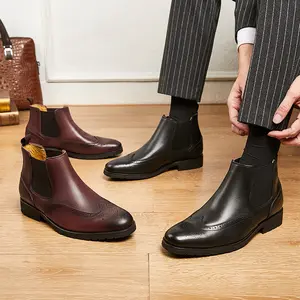 Whosale Factory Price Men Handmade American Style Dyeing Colors Dress Shoes Genuine Leather Ankle Winter Chelsea Boots