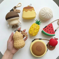 Porte-monnaie en silicone 3D mignon en forme d'animal, porte-clés, mini-portefeuille à fermeture éclair, breloque de sac, pochette portable pour monnaie et rangement d'écouteurs