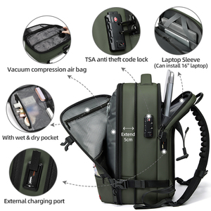 Zaino da Viaggio Espandibile Salvaspazio con Lucchetto TSA, Zaino Antifurto per Viaggi d'Affari, Borsa Ermetica con Compressione Sottovuoto - Product Image 3